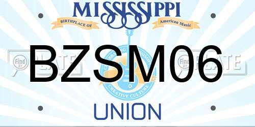 BZSM06 Mississippi License Plate
