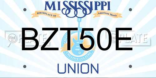 BZT50E Mississippi License Plate