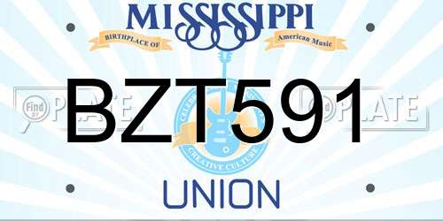 BZT591 Mississippi License Plate