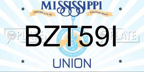 BZT59I Mississippi License Plate