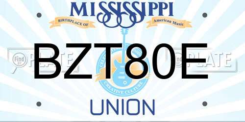 BZT80E Mississippi License Plate