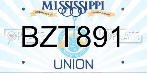 BZT891 Mississippi License Plate