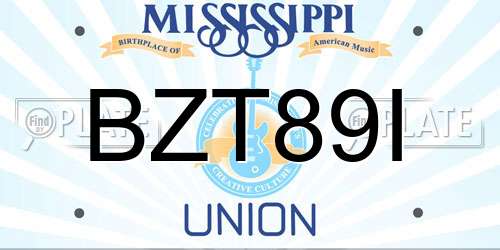 BZT89I Mississippi License Plate