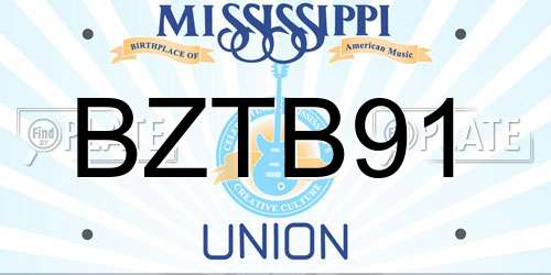 BZTB91 Mississippi License Plate