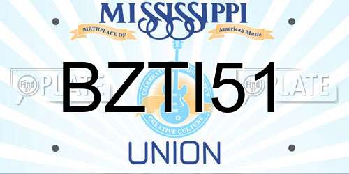 BZTI51 Mississippi License Plate
