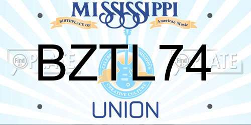 BZTL74 Mississippi License Plate