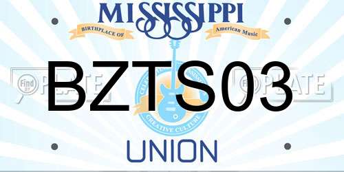 BZTS03 Mississippi License Plate