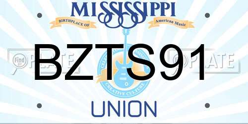 BZTS91 Mississippi License Plate