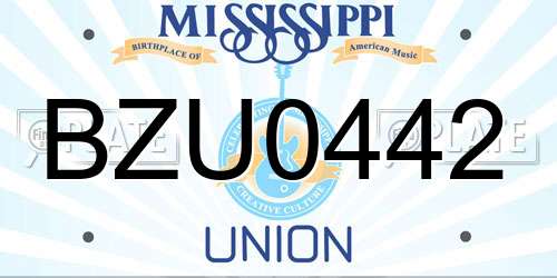 BZU0442 Mississippi License Plate