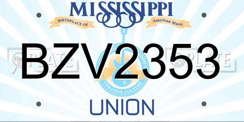BZV2353 Mississippi License Plate
