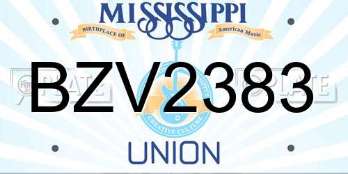 BZV2383 Mississippi License Plate