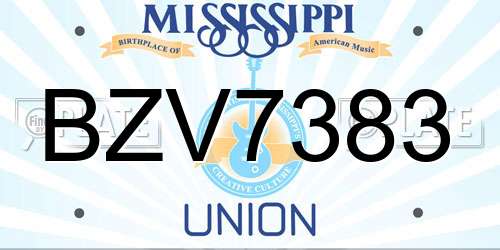BZV7383 Mississippi License Plate