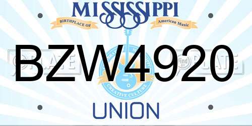 BZW4920 Mississippi License Plate