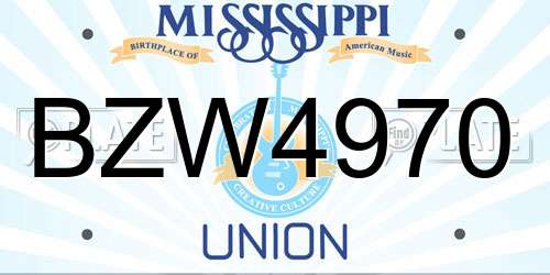 BZW4970 Mississippi License Plate