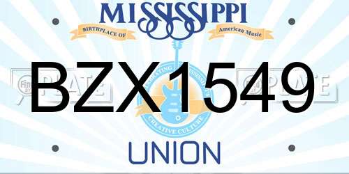 BZX1549 Mississippi License Plate