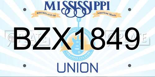 BZX1849 Mississippi License Plate