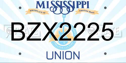 BZX2225 Mississippi License Plate