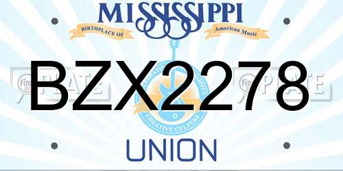 BZX2278 Mississippi License Plate