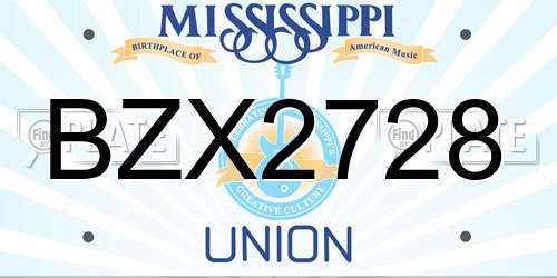 BZX2728 Mississippi License Plate