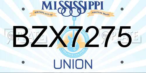 BZX7275 Mississippi License Plate