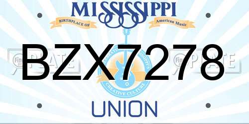 BZX7278 Mississippi License Plate