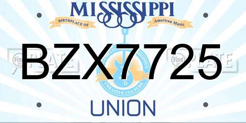BZX7725 Mississippi License Plate
