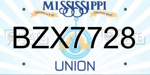 BZX7728 Mississippi License Plate