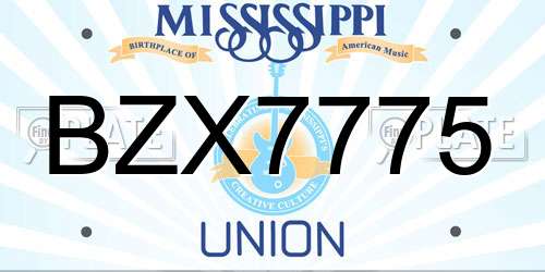BZX7775 Mississippi License Plate