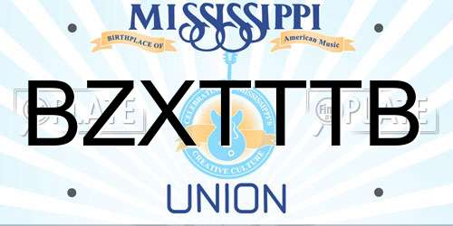 BZXTTTB Mississippi License Plate