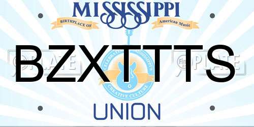 BZXTTTS Mississippi License Plate