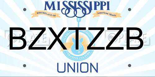 BZXTZZB Mississippi License Plate