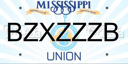 BZXZZZB Mississippi License Plate
