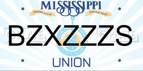BZXZZZS Mississippi License Plate