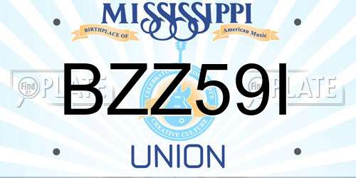 BZZ59I Mississippi License Plate