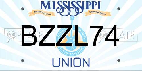 BZZL74 Mississippi License Plate