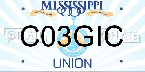 C03GIC Mississippi License Plate