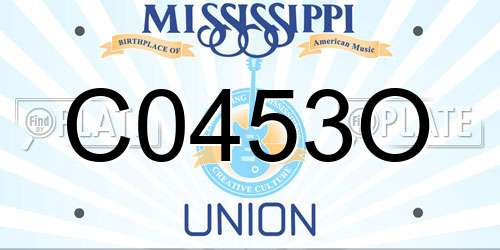C0453O Mississippi License Plate