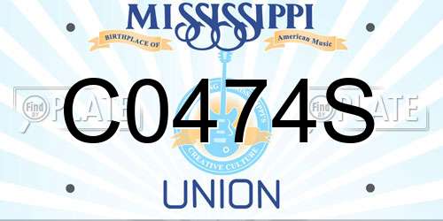 C0474S Mississippi License Plate