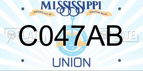 C047AB Mississippi License Plate