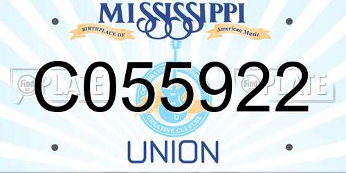 C055922 Mississippi License Plate