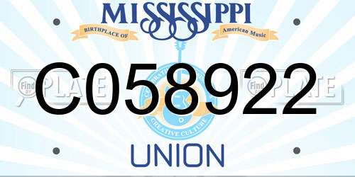 C058922 Mississippi License Plate