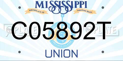 C05892T Mississippi License Plate