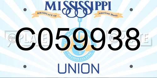 C059938 Mississippi License Plate