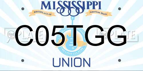 C05TGG Mississippi License Plate