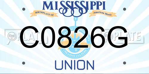 C0826G Mississippi License Plate
