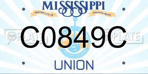 C0849C Mississippi License Plate