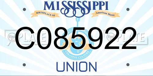 C085922 Mississippi License Plate