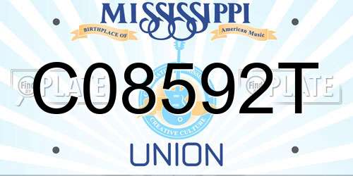 C08592T Mississippi License Plate