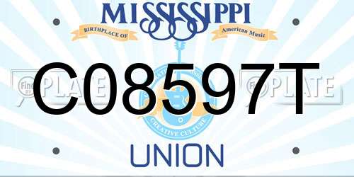 C08597T Mississippi License Plate