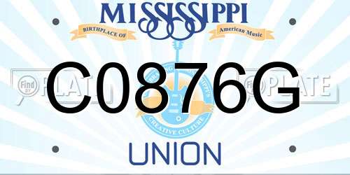 C0876G Mississippi License Plate